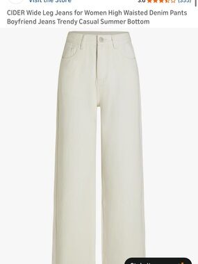 Cider Wide Leg High-Rise Jeans for Women - Cream